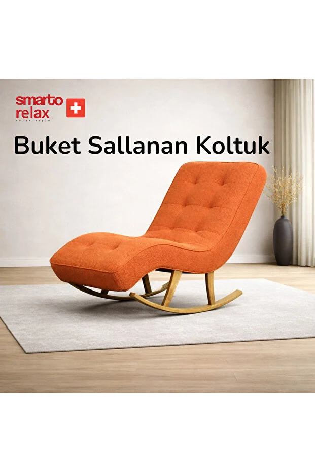 Relax Buket Ergonomik Dinlenme Koltuğu – Leke Tutmaz Kumaş, Modern Dekoratif (Turuncu).